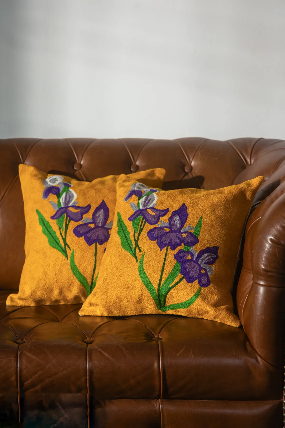 Kashmir Golden Iris Cushion Cover