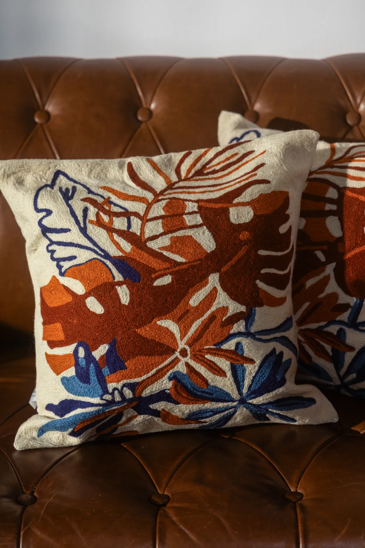 Tropical Terra Crewel Cushion Cover