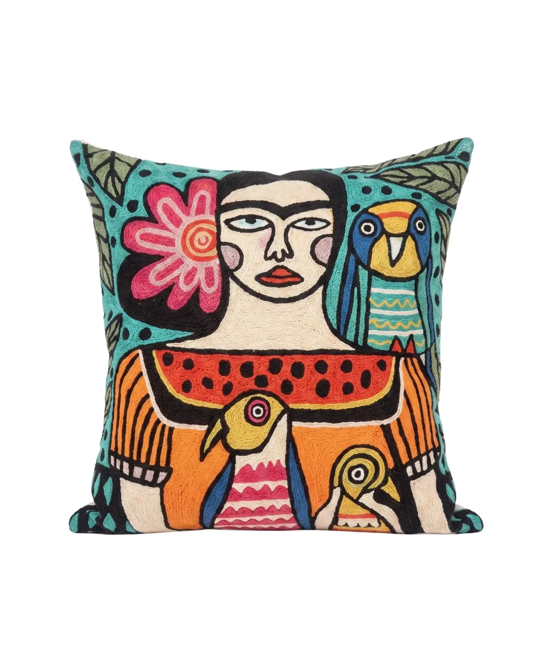 Frida Kahlo Crewel cushion cover/ Bohemian Muse - Image 3