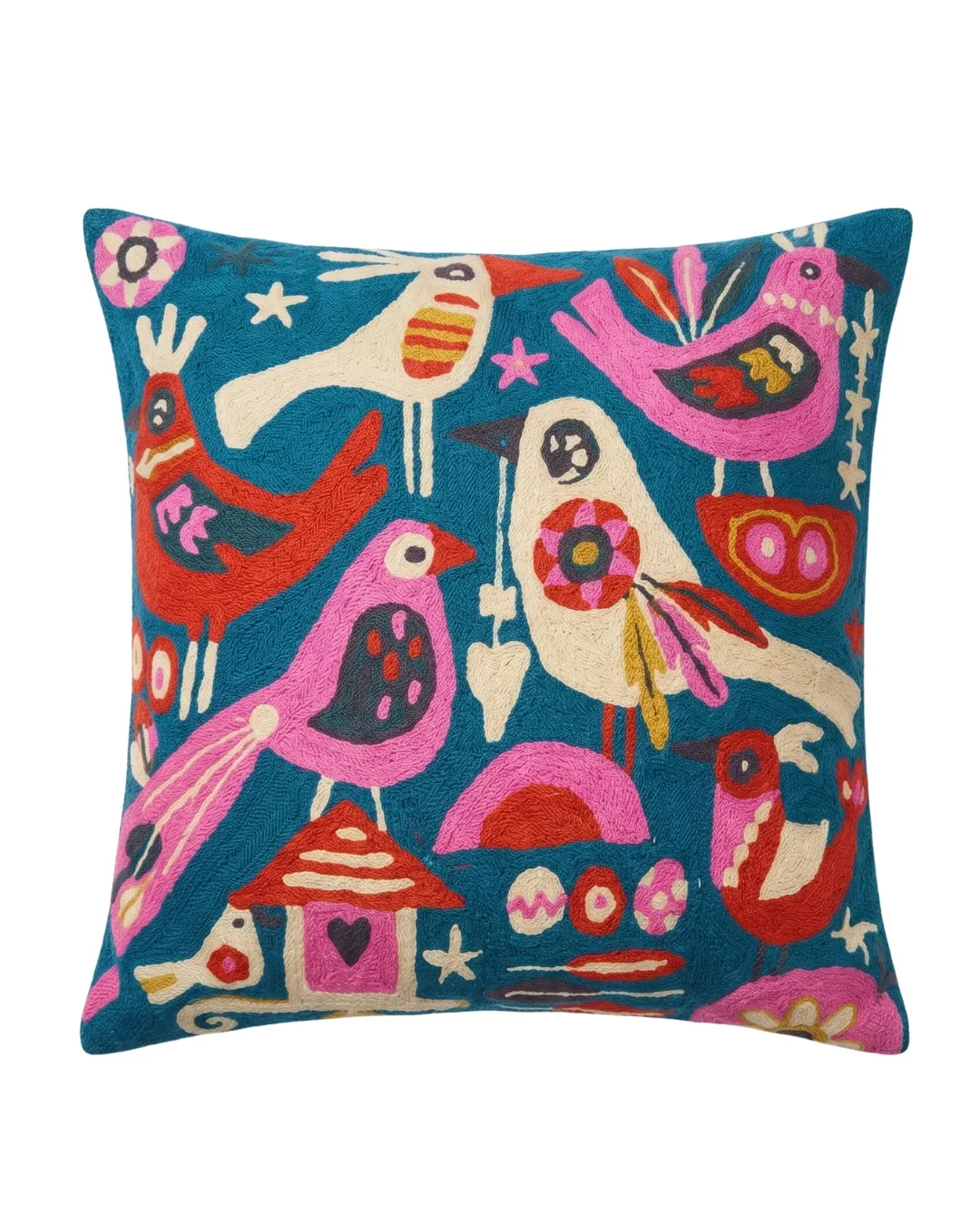 Bohemian Birdsong Crewel Cushion Cover II - Image 3